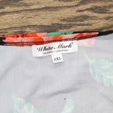 White Mark 3/4 Sleeve Plus Size Cold Shoulder Knit Shirt Top Black Multi 2X