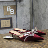 A New Day Womens Gwen Rhinestone Velvet Bow Heels 94656736 Burgundy Red 6.5M