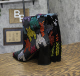 Betsey Johnson Womens Rhinestone Naomy Boot NAOM01S5 Black Multi 6M