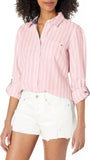 Tommy Hilfiger Womens Striped Roll-Tab Shirt J1KM6530