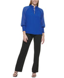 Calvin Klein Womens Long Sleeve Ruffle Collar Blouse M2TAI691