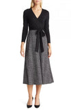 Anne Klein Serenity Glen Plaid A-Line Midi Dress 10855581 Black White XL