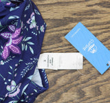 Cupshe Womens Floral Flutter Strap Standard One Piece Swimsuit Navy Blue S