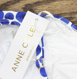 Anne Cole Swim Dress With Skirted Bottom One Piece Swimsuit Denim Dot Blue 8