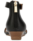 Kenneth Cole Womens Great Viber Faux Leather Wedge Wedge Sandals Black 8M