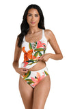 La Blanca The Shoulder Tankini Swimsuit Top Swim Jungle Blossoms White Multi 6