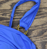 Bleu By Rod Beattie Womens Key Item Shirred Bikini Top Swim Azur Park Blue 38D