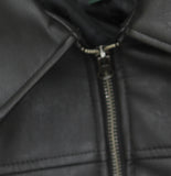 Wild Fable Boxy Faux Leather Full Zip Collar Neck Button Cuff Jacket Black L