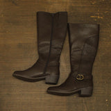 Easy Street Luella Knee High Cowgirl Riding Boots Brown / Brown Embossed 9.5M