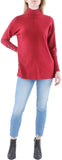 Anne Klein Womens Mock Neck Sweater with Long Sleeve with Buttons Red 2XS