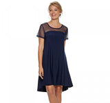 Nina Leonard Women's Sheer Dot Mesh Swing Dress L8653A