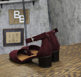Style & Co. Two Piece Stacked Heel Dress Pumps Berry Microsuede Purple 8.5M