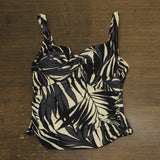 Anne Cole Draped-Front Plus Size Printed Tankini Swim Top Black / White 18W