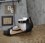 Kenneth Cole Womens Great Viber Faux Leather Wedge Wedge Sandals Black 8M