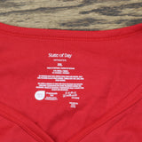 State Of Day Womens Long-Sleeve Henley Sleeve Pajama Shirt Top Tango Red 2XL
