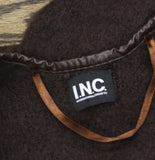 Inc International Concepts Cozy Belted Ruana Topper with Piped Trim Dark Brown