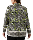 ELLA Rafaella Size Unlined Paisley Print Blazer Jacket String Black Multi 3X