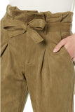 DKNY Womens Faux-Suede Trousers UH2PD202 Olive Green 12