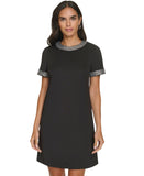 Calvin Klein Womens Embellished Short-Sleeve A Line Dress CD4M2EA5 Black 16