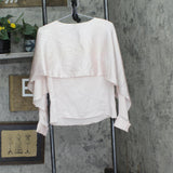 DKNY Womens Petite Solid Crewneck Smocked-Cuff Cape Blouse Champagne Pink PM