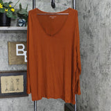 Ava & Viv Plus Size Long Sleeve V-Neck T-Shirt 00559387 Bronze Orange 3X