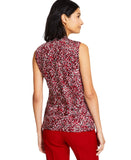 Kasper Womens Satin Printed Tie-Neck Blouse 10919993 Fire Red Multi XL