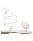 INC International Concepts Womens Gilma Flower Flat Sandals White Smooth 8M