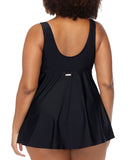 Raisins Curve Trendy Plus Size Lucia Twist-Front Swimdress One Piece Black 24W