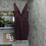 Siena Womens Floral Jacquard Plunge Dress SATP1685 Wine Red 4