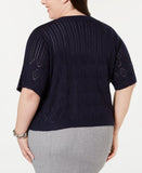 Signature by Robbie Bee Womens Plus Size Short Sleeve Crocheted Shrug Cardigan