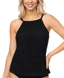 Island Escape Crochet Underwire High-Neck Tankini Top N760149 Black 12