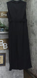 Petal And Pup Sienna Belted Buckle Pleated Collared V Neck Jumpsuit Black L
