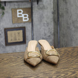 A New Day Womens Faux Suede Slip On Mules Heels Brown 6.5M