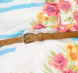 City Studios Juniors Belted Floral-Print Fit & Flare Dress Blue Multi 3