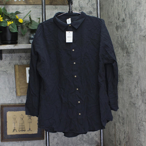 Cotton On Cotton Swing Beach Shirt Cover-Up Womens Swim Washed Black S