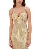 Siena Womens Sequined Midi Dress SATP1740 Gold Yellow 6