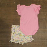 Baby Essentials Lil' Cowgirl Fringe Shorts One Piece 2-Piece Set Pink Multi 6M
