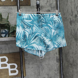 State of Day Womens Crepe De Chine Pajama Sleep Shorts Palm Blue Green S
