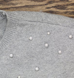 Abercrombie Girls Embellished Pearl Pullover Sweater 43AK32M Gray 17/18