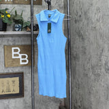 Wild Fable Women's Sleeveless Zip-Front Bodycon Polo Dress 84662047 Azure Blue M