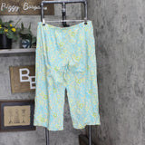 Hue Womens Ornate Floral Notched Collar Pajama Set Tropical Blue Green 1X