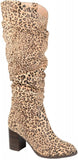 Journee Collection Aneil Wide Stacked Heel Knee High Boots Leopard Brown 6.5W