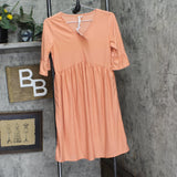 Ny Collection Womens Petites Textured V-Neck Shift Dress Tawny Orange PM