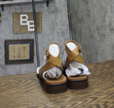 Naturalizer Womens Birch Strappy Flat Sandals Saddle Tan Brown Leather 9M