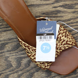 Universal Thread Aaliyah Raffia Strappy Knot Sandal Heels Cognac Brown 7.5M