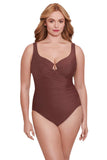 Miraclesuit Underwire Allover-Slimming One Piece Swimsuit Tamarind Brown 24W
