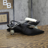 A New Day Womens Simone Rhinestone Ball Satin Block Heels 94660892 Black 6M