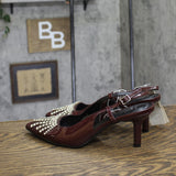 A New Day Womens Serafina Heels Rhinestone Patent 94661786 Burgundy Red 9M