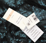 Taylor Sleeveless Stretch Mesh Sequin Cinched Waist Gown Dress Bottle Green 2