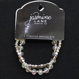 Jasmine Lane 2 Pack Stretch Beaded Bracelets Silver Gray / Clear
